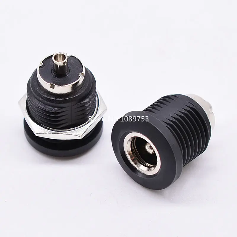 5PCS DC Power Female Socket 5.5*2.1mm 5.5*2.5mm Thread DC Interface JACK DC-022D Socket Black Waterproof Cap DC022D