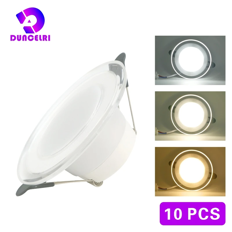 Luz descendente LED intercambiable para interiores, Panel redondo empotrado de 220V, 6W, 3 colores, blanco frío/Natural/cálido, 10 unidades por lote