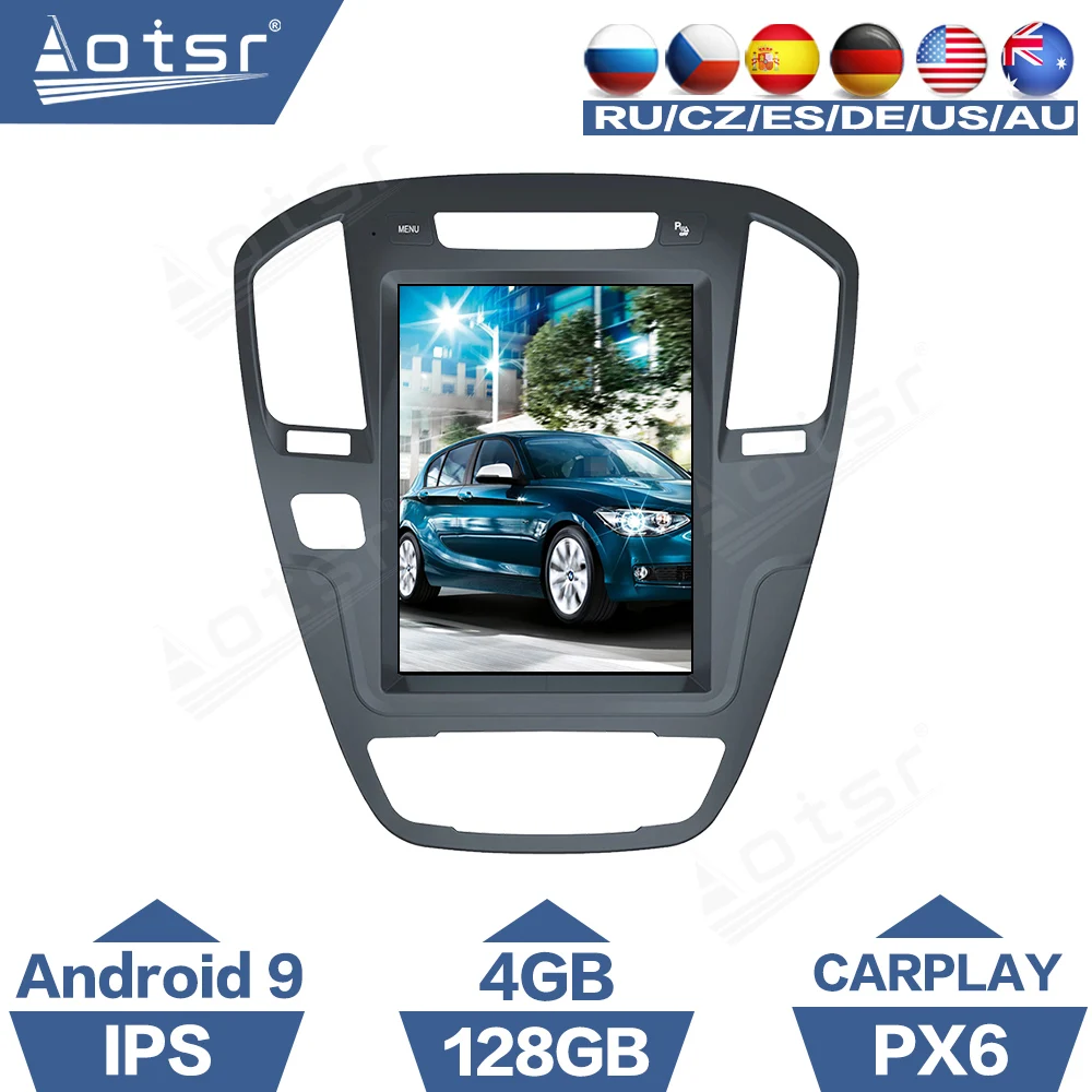 4+128G For Opel Insignia Android Tesla Style Car Radio For Buick Regal 2008 - 2013 GPS Navigation DSP Carplay IPS Autostereo