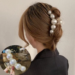 Korean Big Pearl Hair Claw For Women Ladies Makeup Hair Barrettes Hair Accessories Cross Crab Bath Clip Fashion Girl Headwear