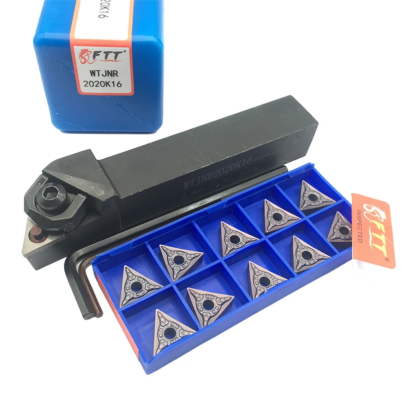 1PC WTJNR2020K16 Lathe Cutter Shank CNC Turning Tool Holder + 10PCS TNMG160404-MSF FT1125 Carbide Inserts TNMG 160404 Blade