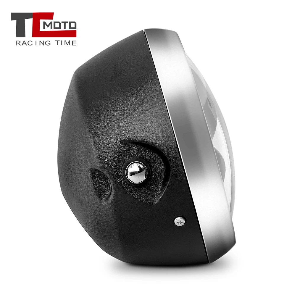Phare LED Rond 7,5 Pouces Moto Cafe Racer Bobber Chopper - 4 Modes Blanc Puissant Étanché