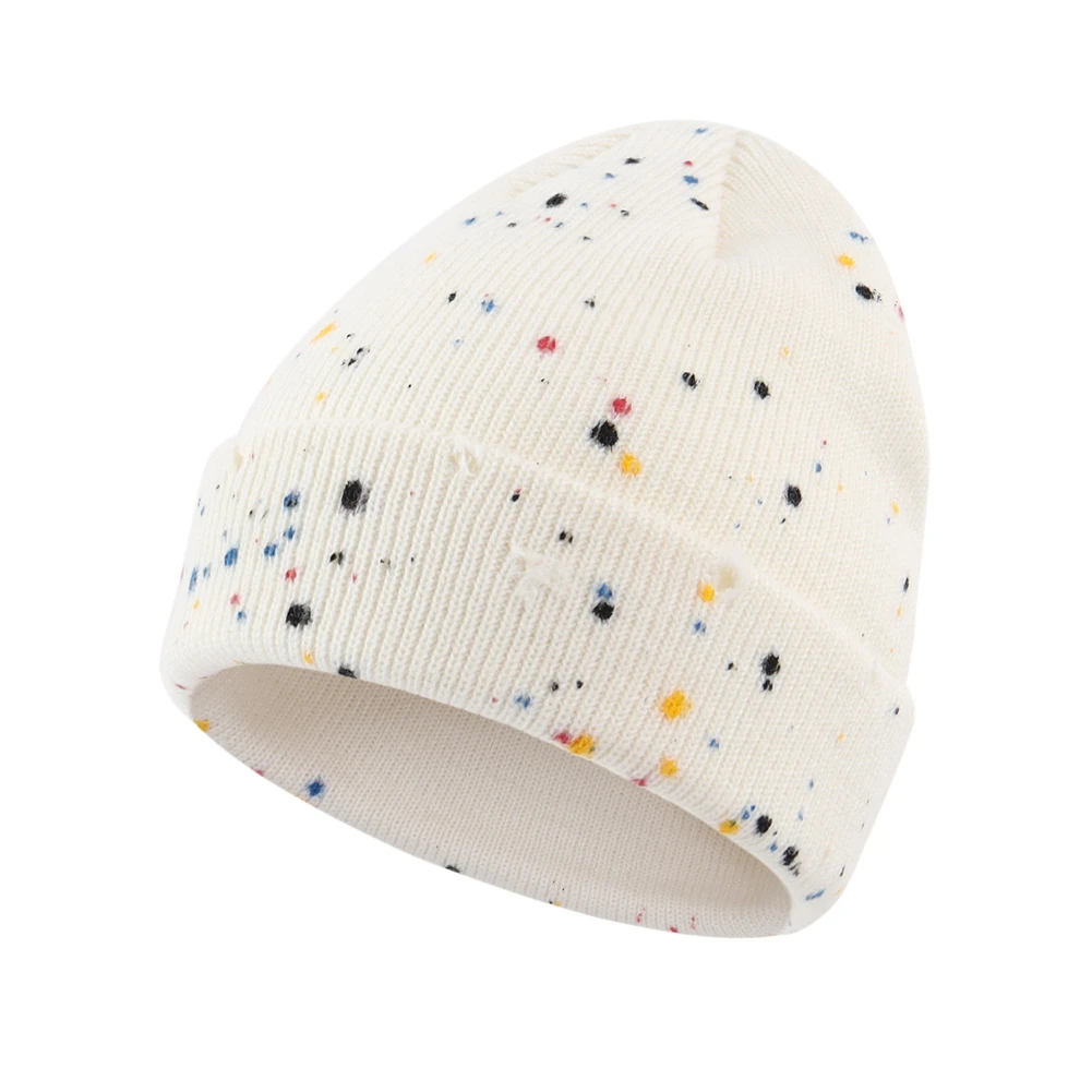 

Connectyle Men's Women Multicolor Splatter Paint Warm Winter Hat Soft Thick Knit Cuffed Beanie Hat Earflap Basic Skull Cap