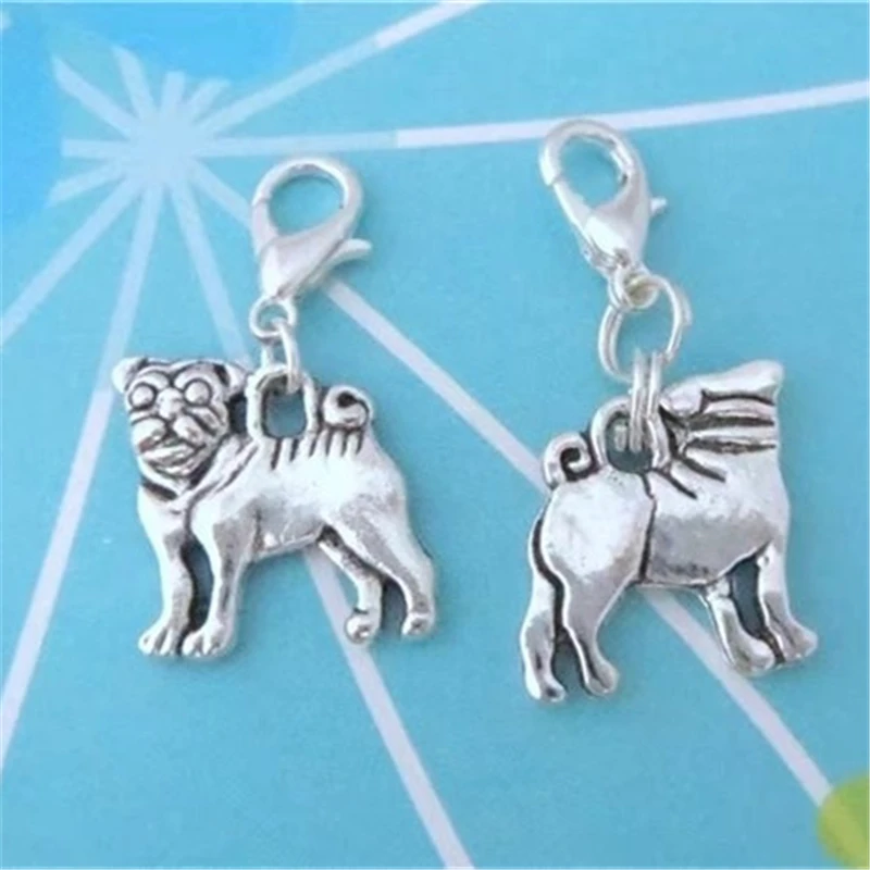 Pug Clip on Charm, Zipper Pull, Set of 3, Dog Clip on Charm, Dog Pendant, Pug Charm