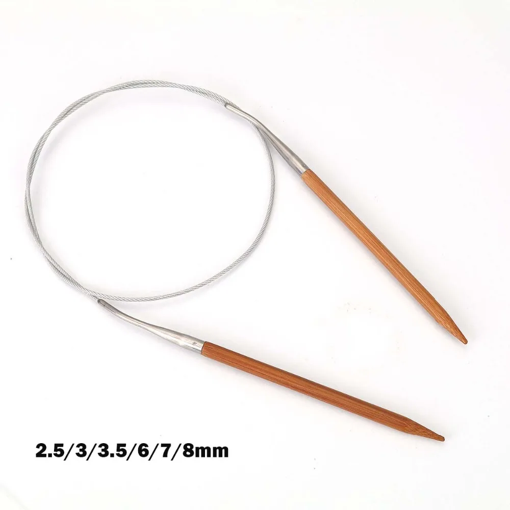 4 7 10mm Natural Bamboo Stainless Steel Circular Sewing Crochet Knitting Needles Tube Crafts Needlework DIY Tools 80cm long, 1PC