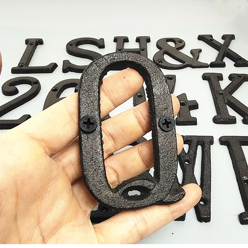 Metal Letters House Numbers Retro 3D Sign Cafe Wall Creative Cast Iron Decoration Doorplate Digital Arabic Furniture Hardware
