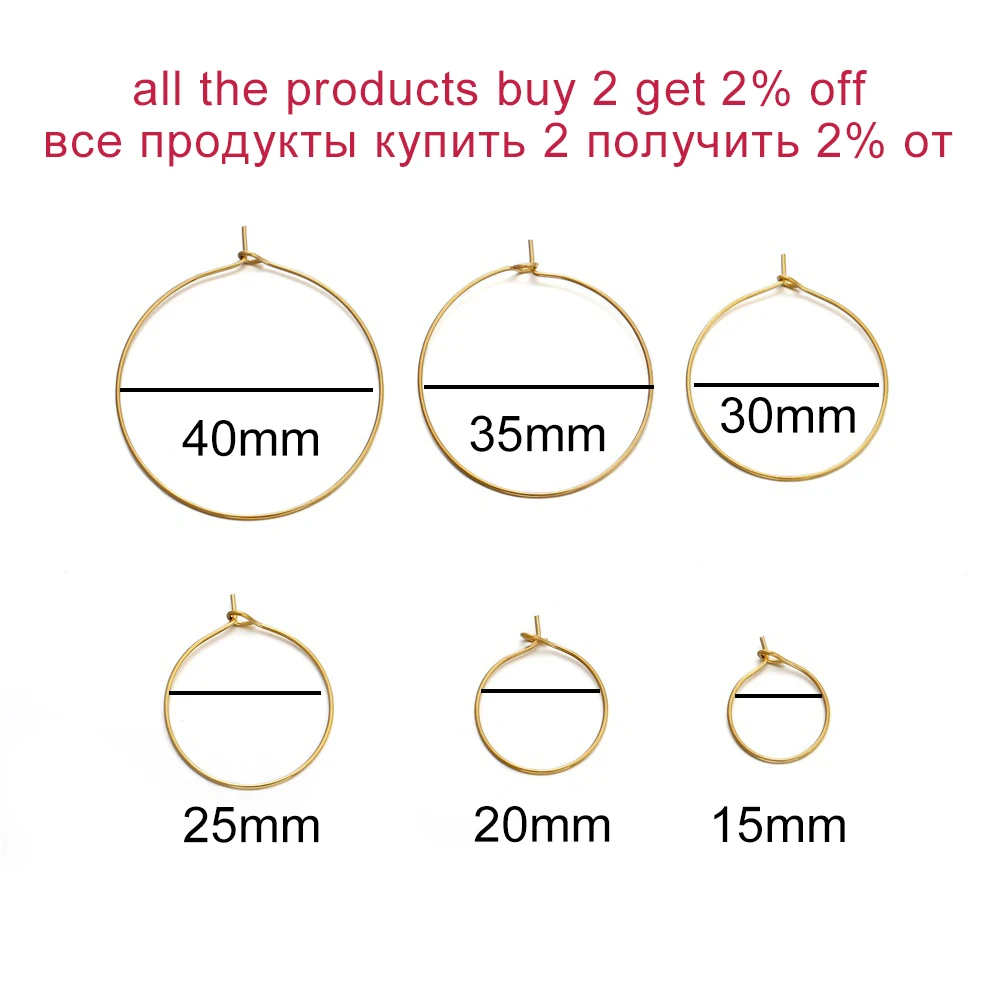 20/50Pcs/Lot Stainless Steel Gold Big Hoop Earrings Simple Circle Earring Hoops For DIY Earrings Jewelry Making Accessories