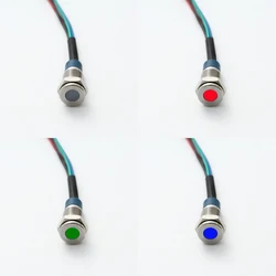 ELEWIND flat head 8mm 10MM 12MM metal IP67 sealed RGB three color led indicator light signal pilot lamp with 15cm cable