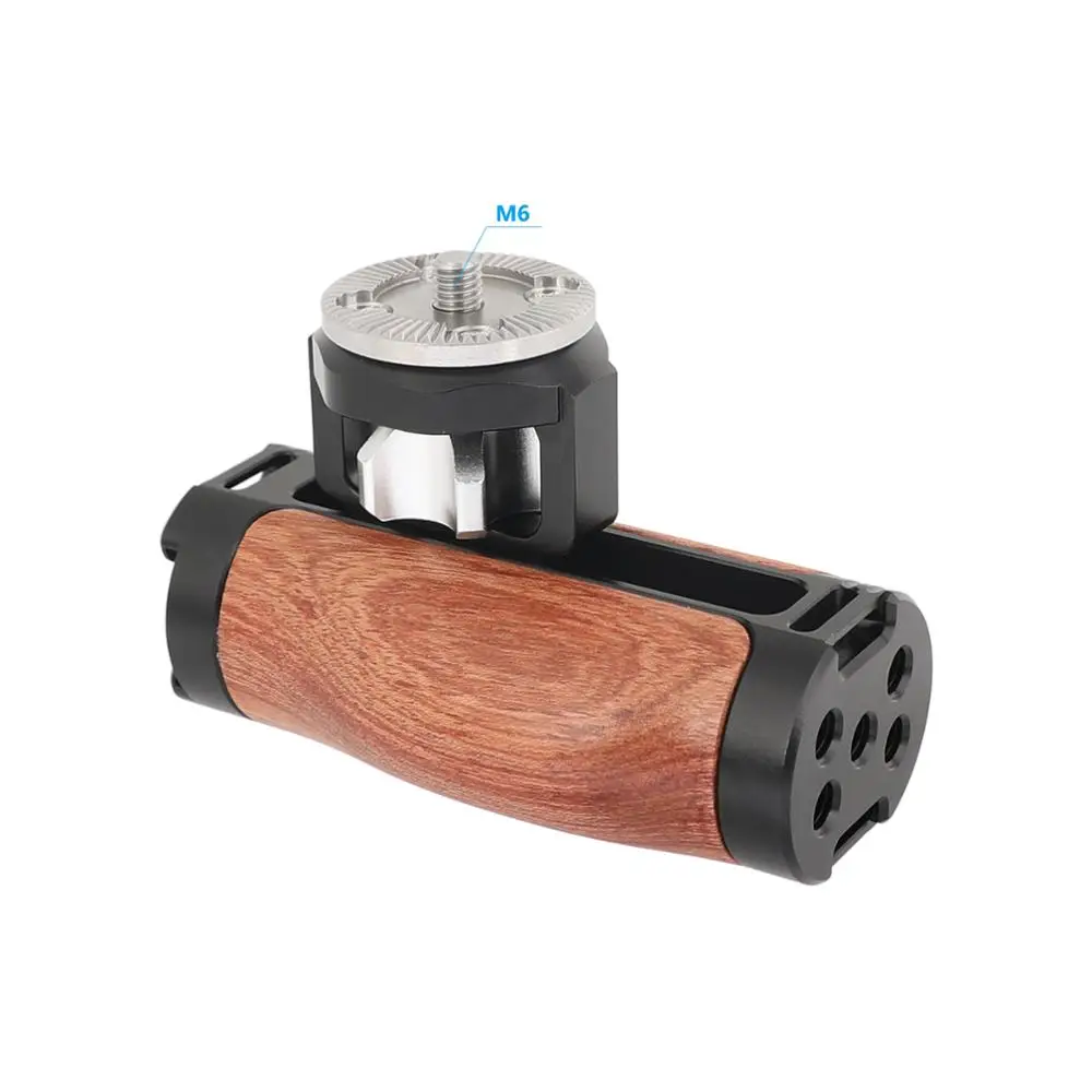Manico in legno Kayulin con gabbia per fotocamera ARRI rosetta maniglia laterale con supporto per scarpe fredde per microfono e luce flash (entrambi i lati)