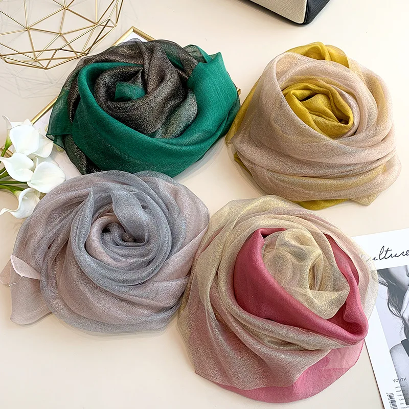 Silk Scarf Women Soft Long Autumn Winter Scarves Fashion 2024 Solid Shawls And Wraps High Quality Foulard Pashmina Hijab Bandana