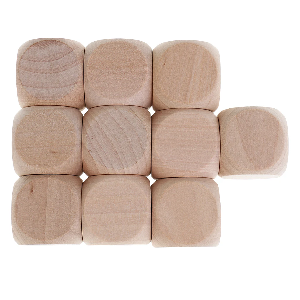 10/50/100pcs Wooden Blank Dices 10mm 16mm 30mm Dice Cubes You Can Write On for RPG TRPG MTG