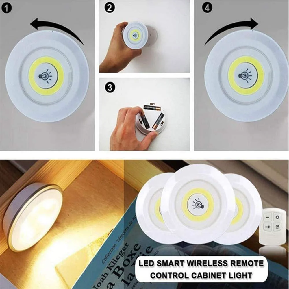 Imagem -04 - sem Fio Led Remoto e Toque Controle da Lâmpada do Armário sob a Luz do Armário a Pilhas Armário Puck Noite Cozinha Escadas