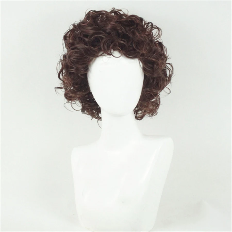 

Luca Curly Short Brown Curly Cosplay Wigs Frodo Baggins Heat Resistant Synthetic Hair Role Play Wigs + Free Wig Cap