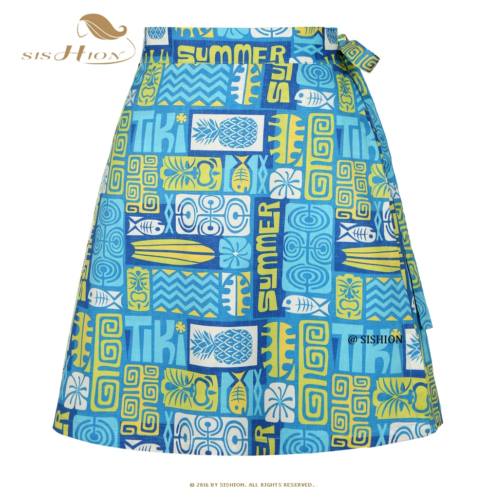 

SISHION Exotic Tiki Pattern Women Skirts SS0015 Blue Green Clothing Sexy Summer Sarong Beach Wrap Skirt Jupe Falda