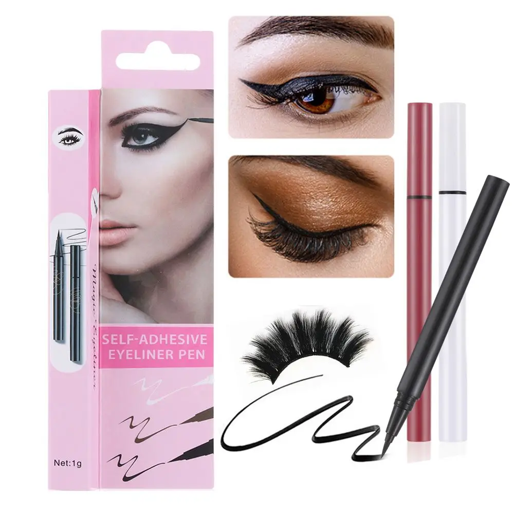 Modisch, einfach zu bedienen, wasserdicht, langlebig, 2-in-1-Eyeliner, magischer Wimpernkleber, Eyeliner-Stift, selbstklebender Eyeliner