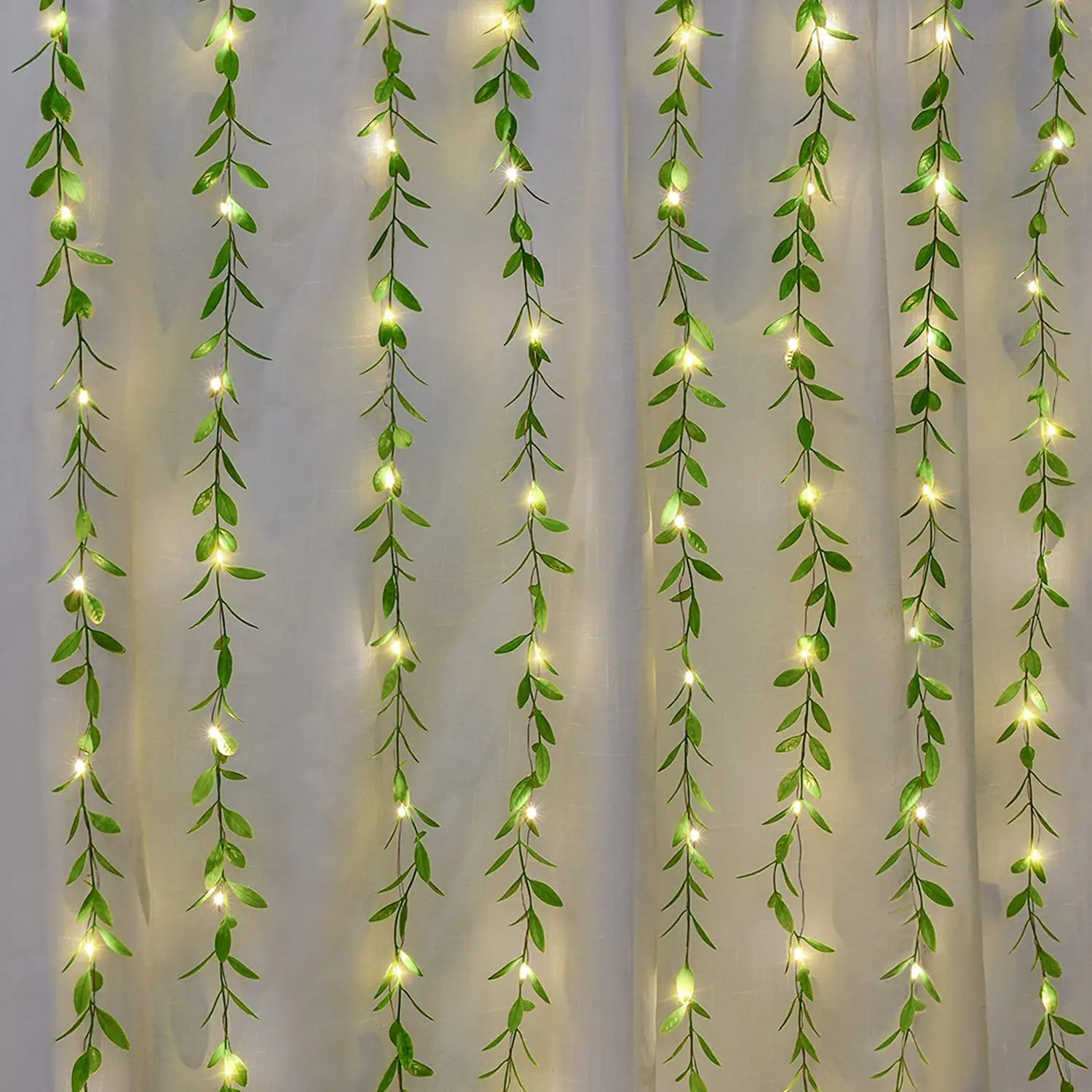 Artificial Ivy Willow Garland Fake Vines Lights String Green Hanging Plant for Wall Party Wedding Home Indoor Outdoor Decoration