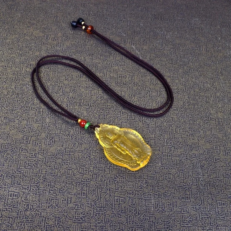 Natural Citrine Hand-carved Guanyin Jade Pendant Fashion Boutique Jewelry Men\'s and Women\'s Topaz Necklace Gift Accessories