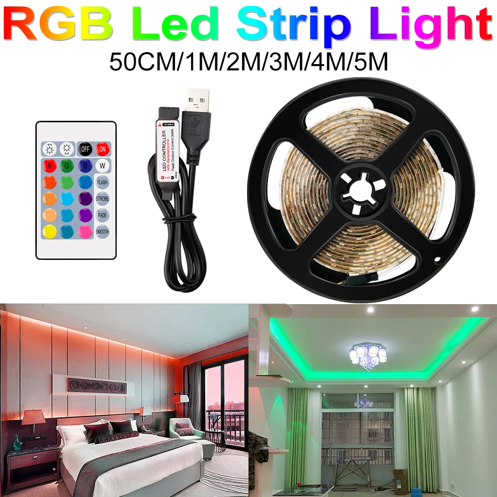 DC5V USB LED taśmy RGB 5V 2835 50CM 1M 2M 3M 4M 5M oświetlenie tła do TV giętki przewód izolowany Led listwa oświetleniowa taśma klejąca IP65