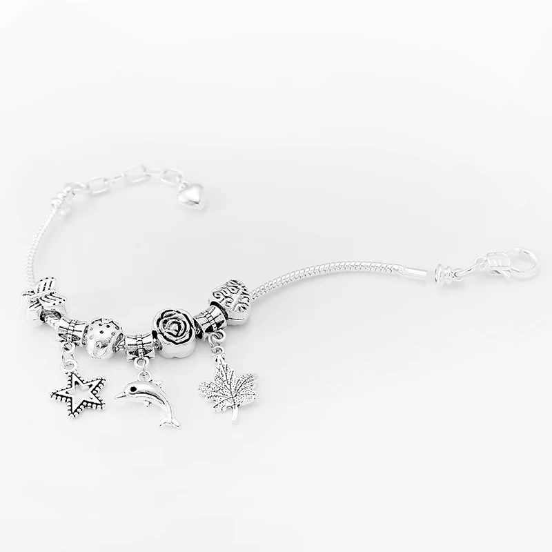 100pcs Mixed Styles Animal Heart Key Crown Charms
