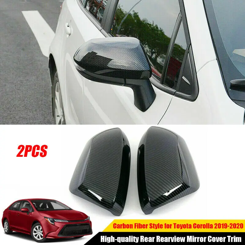 

2PCS Carbon Fiber ABS Rear Rearview Mirror Cover Trim For Toyota Corolla 2019-2021 car accessories