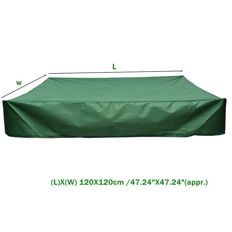 Sandbox Cover, Square Dustproof Sandbox Cover with Drawstring, Waterproof Sandpit Pool Cover, Green, 120 x 120cm