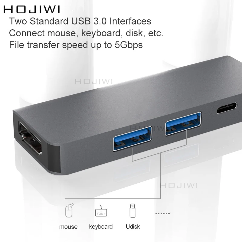 HOJIWI 4 in 1usb c docking station tipo-c a hdmi pd ricarica rapida usb 3.0 hub SD TF reader per MacBook Pro/Air/Huawei Mate AA05