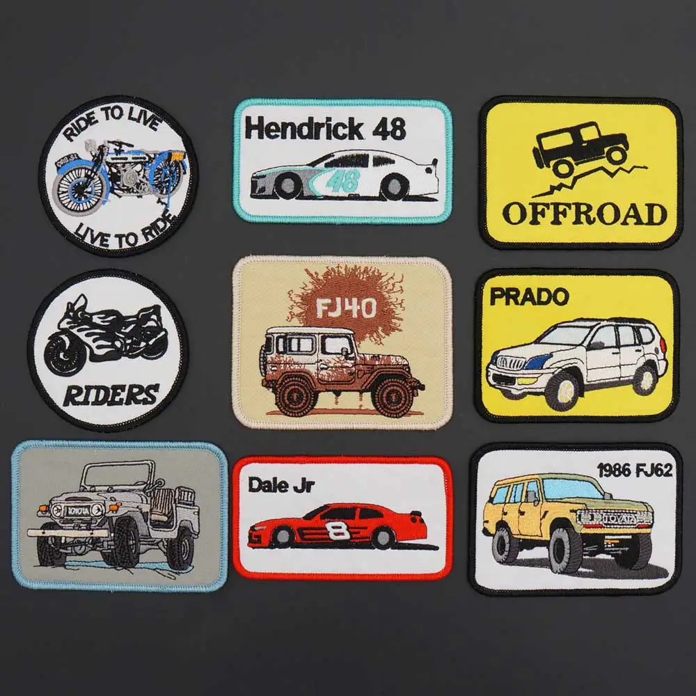 Hendrick 48 Offroad Embroidery Merrow Border Punk Biker Patch Racing Rider Badge for Clothes Hat Accessories Decoration