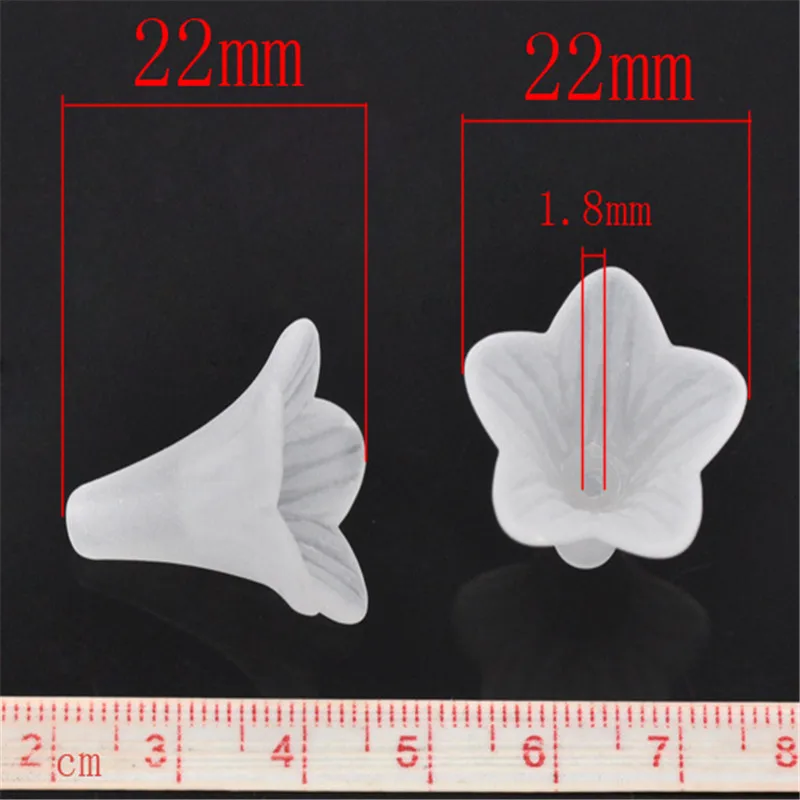 50 PCs Doreen Box Frosted Acrylic Beads White Lily Flower Bead For DIY Fashion Jewelry Making Accessories 22x22mm, Hole: 1.8mm
