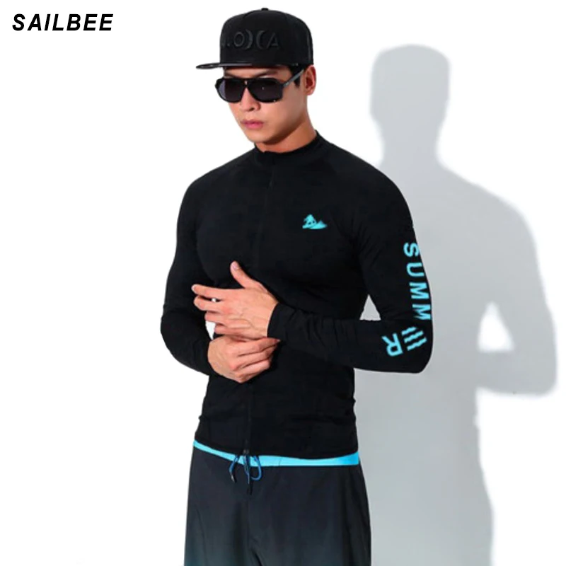 JCZWO UV Protect Surfing Rash Guard Men Swimwear Long Sleeve Swimsuit Mens Rashguard Surf Shirt For Swimming Sail drop shipping