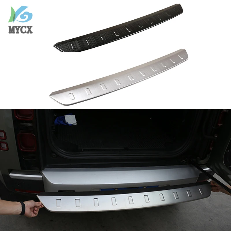 2020-2021 For Land Rover Defender 110 Stainless Steel Black/Silver Car Rear Bumper Plate Cover Trim Stickers Car Accessories