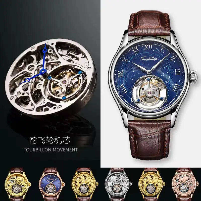 High-End Men Skeleton Tourbillon Mechanical Watches Original Tourbillon Hollow Movement Hand-Winding AESOP Tourbillon Movement