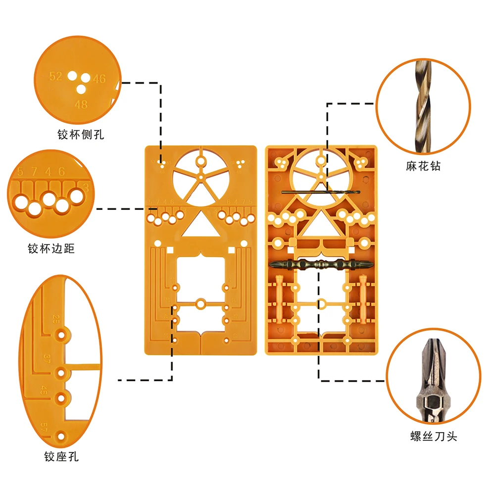 NEW design 35mm Hinge Hole Drilling Guide Locator Hinge Drilling Jig Drill Bits Woodworking Door Hole Opener Tools