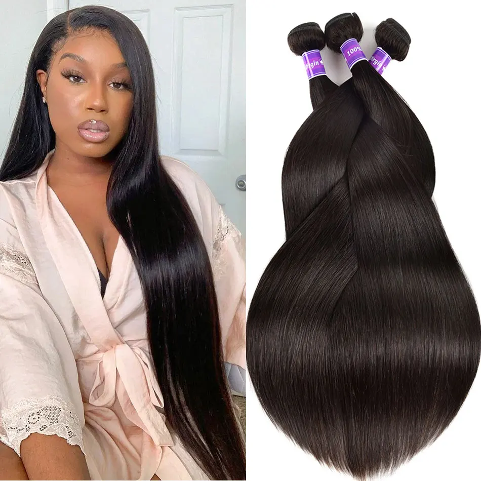 Malaysian Straight Virgin Hair Extensions 30 Inch Straight Human Hair Bundles Bone Straight Human Hair Weave Bundles Deals