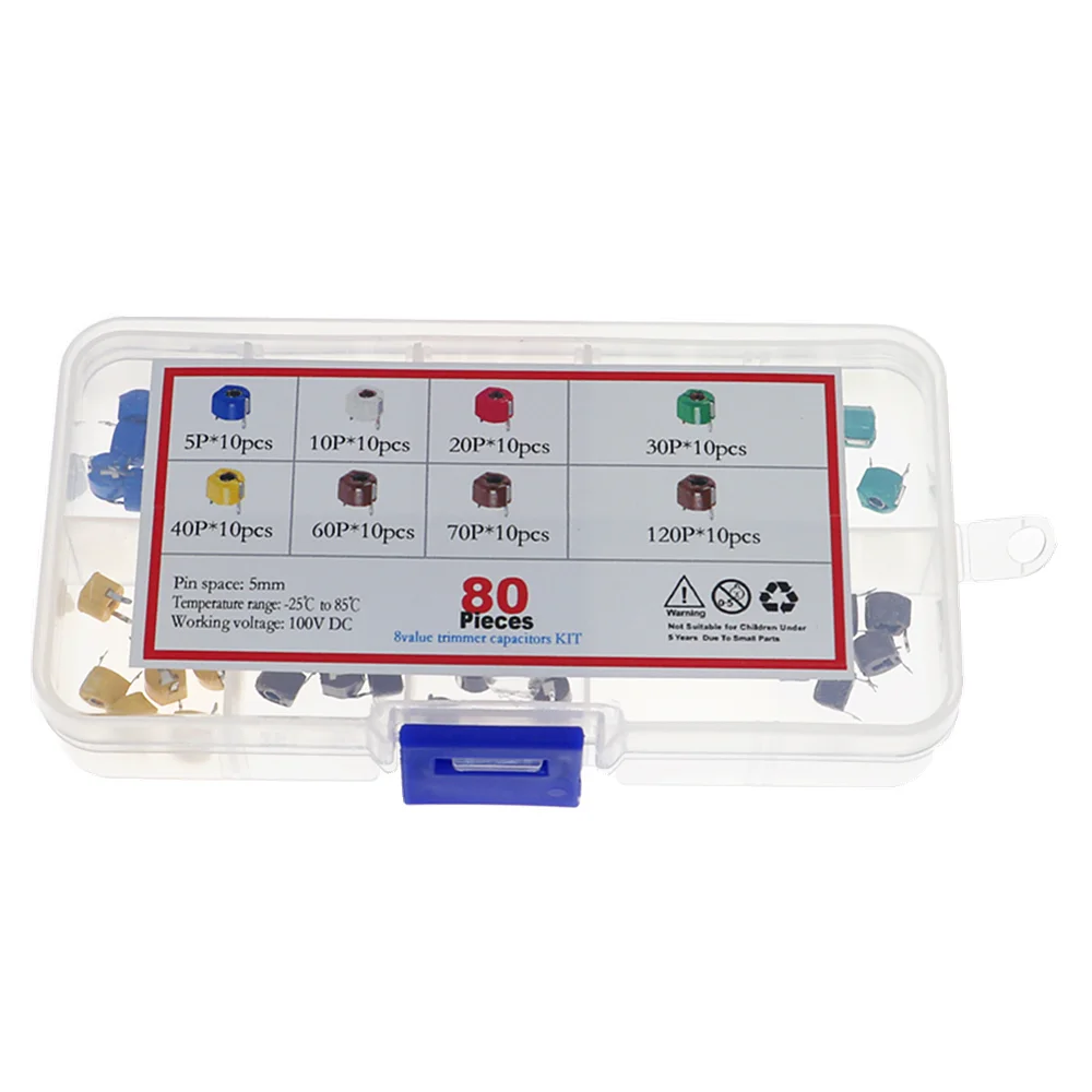 80Pcs/box 6mm 5/10/30/60/120P Adjustable Capacitor Variable Capacitor Kit