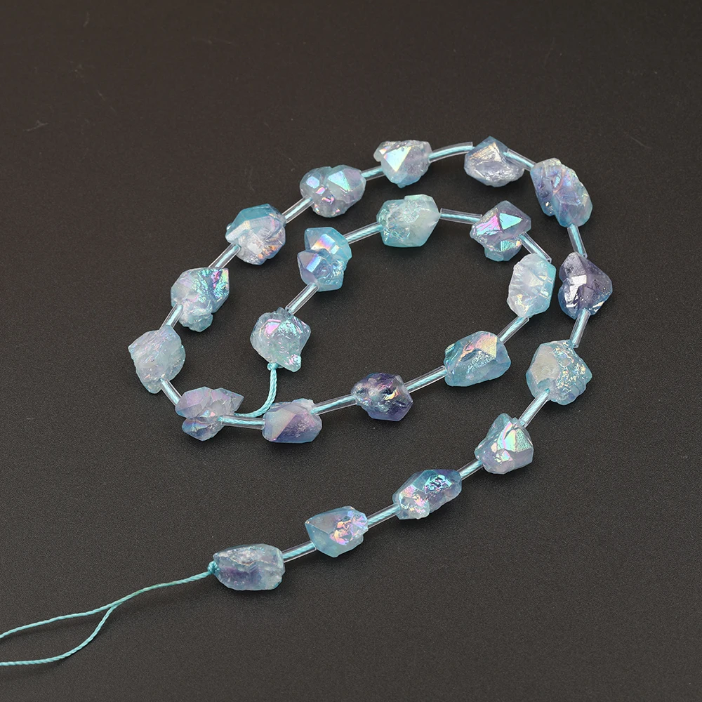 

15.5 inches/strand Titanium Sky Blue AB Natural Amethysts Quartz Nugget Chip Beads For Bracelet DIY Jewelry Findings XFX-193JBAD