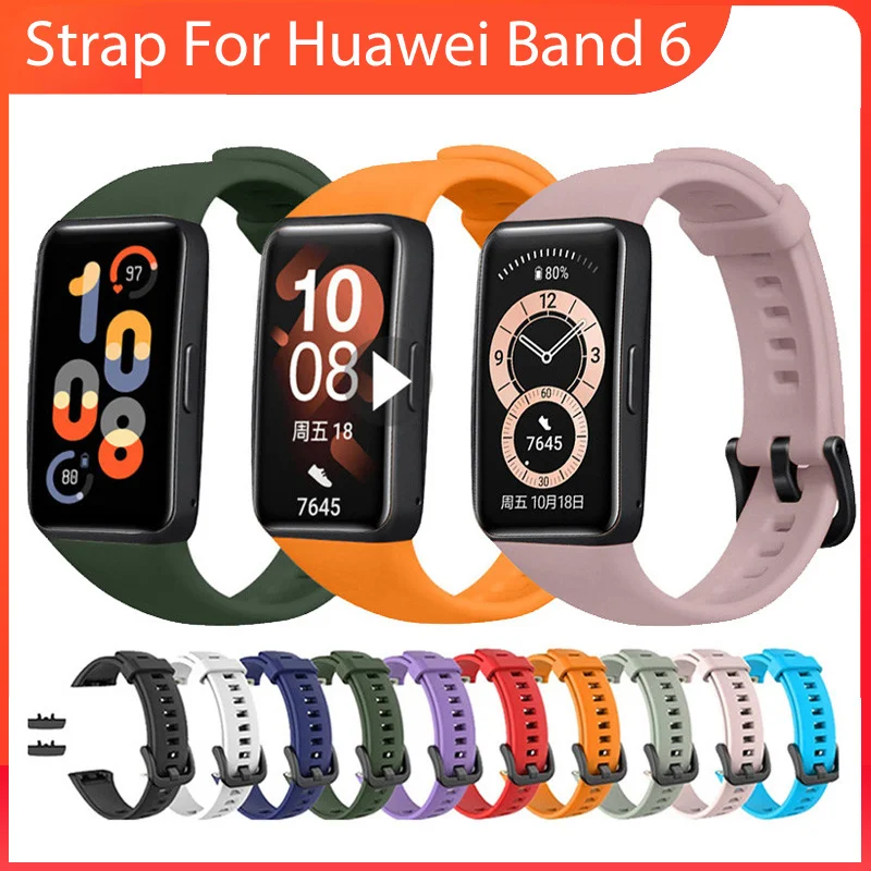 Soft Silicone Sport Band Strap for Huawei Band 6 Smart Wristband Bracelet Replacement Strap for Huawei Watchband 6 Honor Band 6