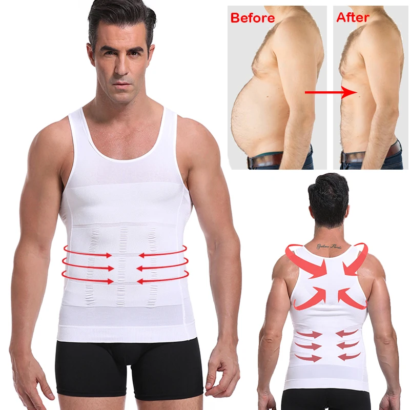 Men Slimming Body Shaper Tummy Control Vest Tank Top Underwear Corset Waist Trainer Cincher Male Compression Abdomen Bodysuit