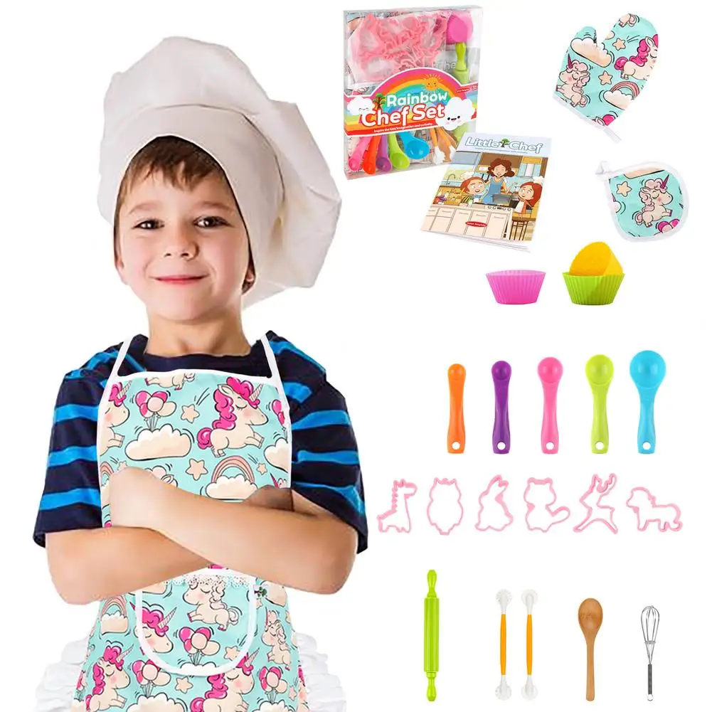 Crianças real conjunto de cozimento-24/26-pces crianças suprimentos de cozinha ferramentas para crianças chef role play brinquedos cozinhar kit para 3 4 5 6 y