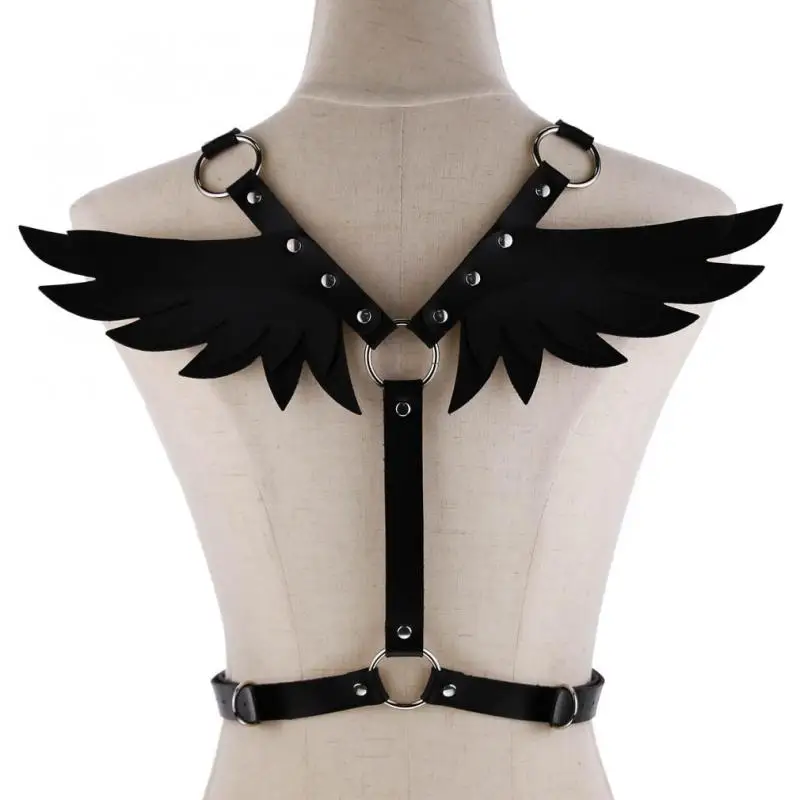 2020 nuovo di Cuoio Gotico Retro Medievale Rinascimentale Angelo Demone Ali 4 di Colore Cosplay Accessori Harness Top Tie Punk Cintura Corpo