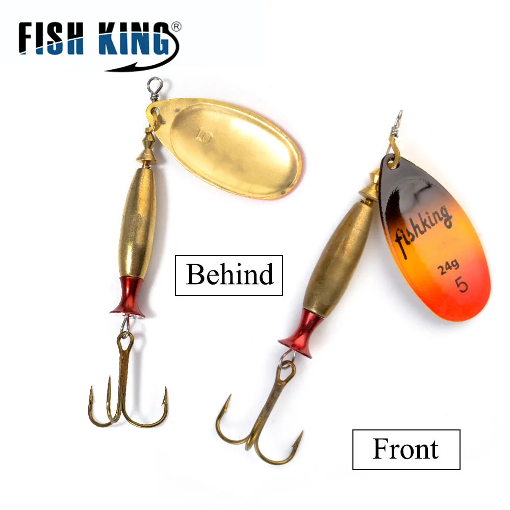 FISH KING 1PC Long cast 4#-18g 5#-24g Spinner Lure Bait Spoon Lures pike Metal Fishing Lure Bass Hard Bait With  Hooks