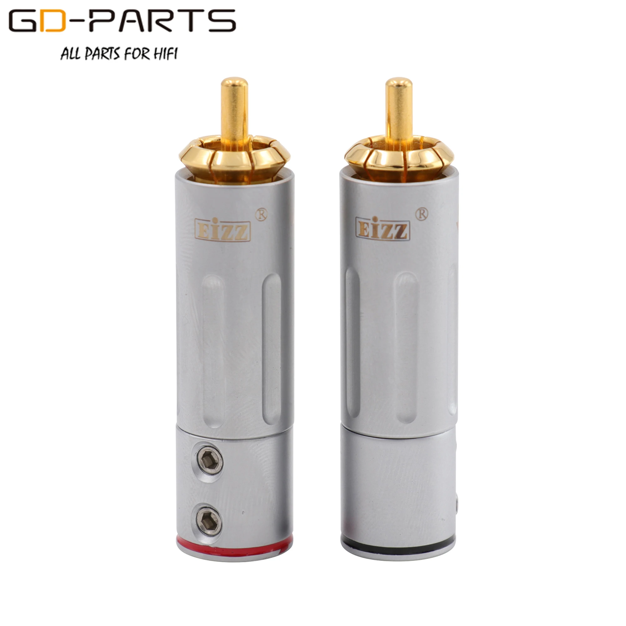 EIZZ High End 24K Gold plated Brass Male RCA Plug Connector Adapter With Lock Hifi Audio Video AMP TV AV DVD Signal Cable DIY