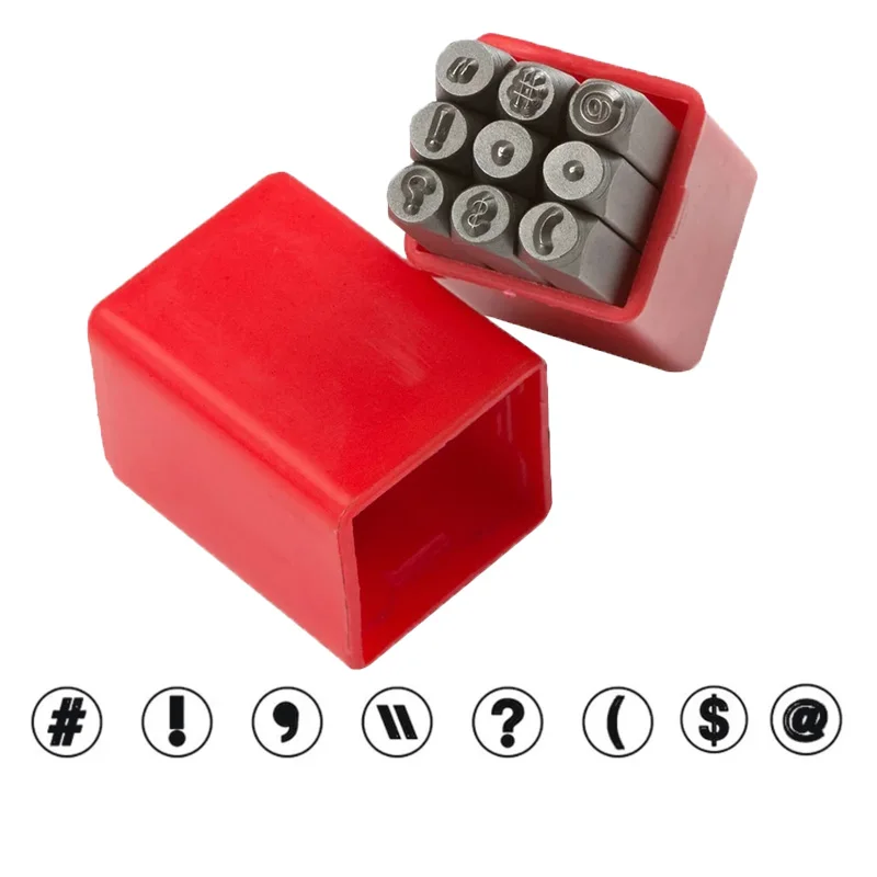 4mm Metal Stamps Set Symbols Metal Stamping Tools for Jewelry Custom Logo Punch Craft Tool 9pcs Set Leather Jewelry Steel Stamp