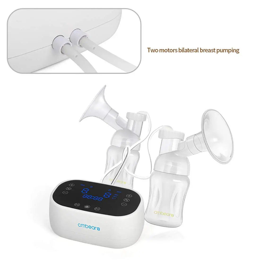 Double Motor Electric Breast Pump, Portable Breastfeeding Pump, Rechargeable Battery Designed , BPA-Free, Intelligent Milk Pump