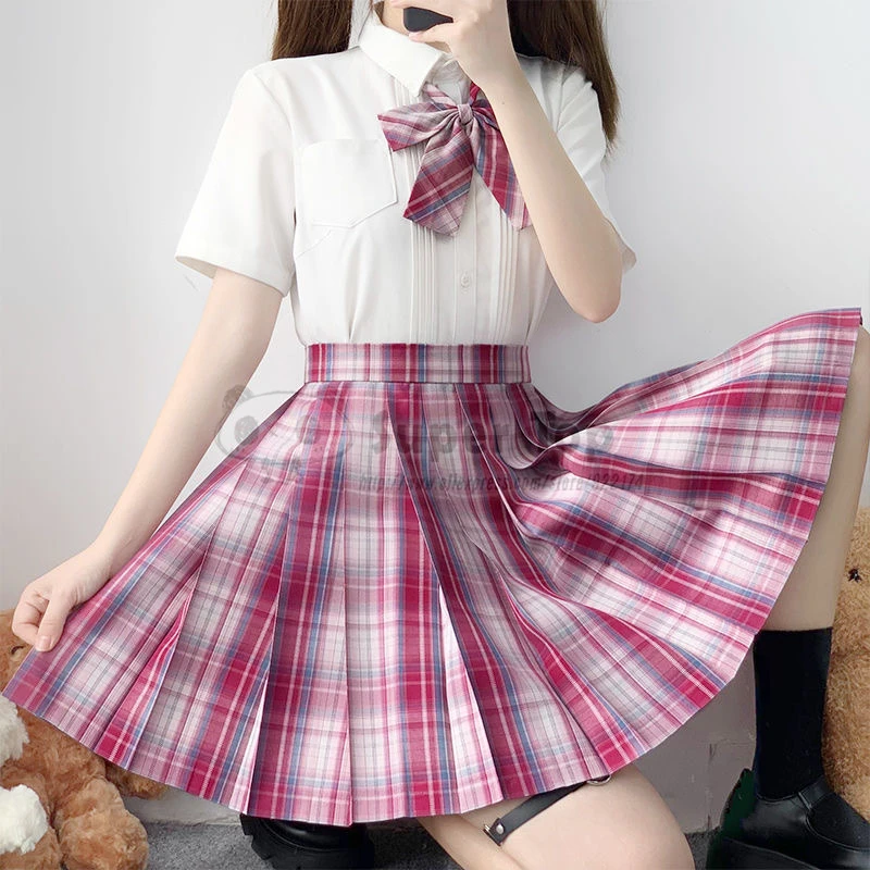 [Sagittarius] Long Sleeve JK Uniform Female Full Suit Summer Autumn White Shirt Original Plaid Pleated Skirt School Girl Clothes