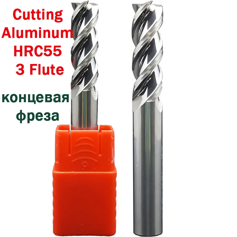 1PCS Cnc Cutting Aluminum HRC55 3 Flute Milling Cutter Carbide End Mill For Aluminum Copper Processing Metal Cutter Endmill tool