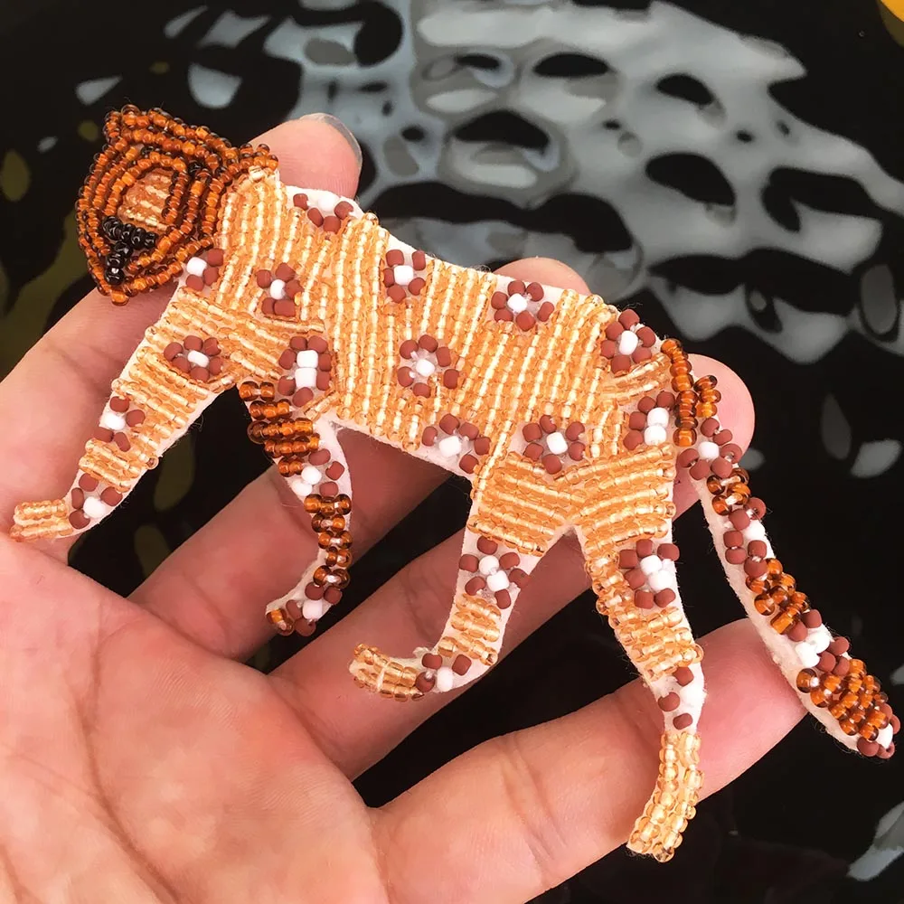 3D Handmade Rhinestone animal Beaded Patches Sew on Crystal Patch beading Applique Patch Tiger  Panther Elephant Horse Gecko