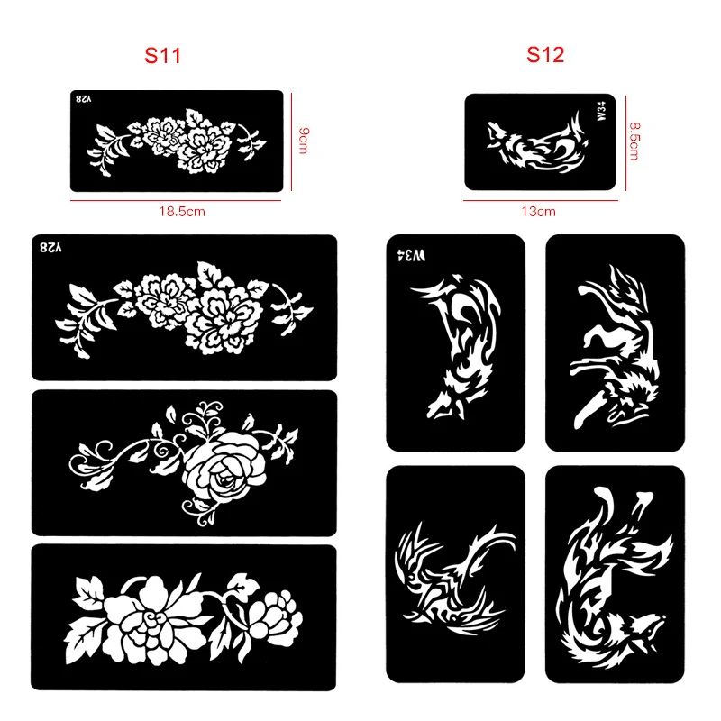 635pcs Airbrush Glitter Tattoo Stencil Album Woman Kid Drawing Template,Small Cute Flower Butterfly Cartoon Henna Tattoo Stencil