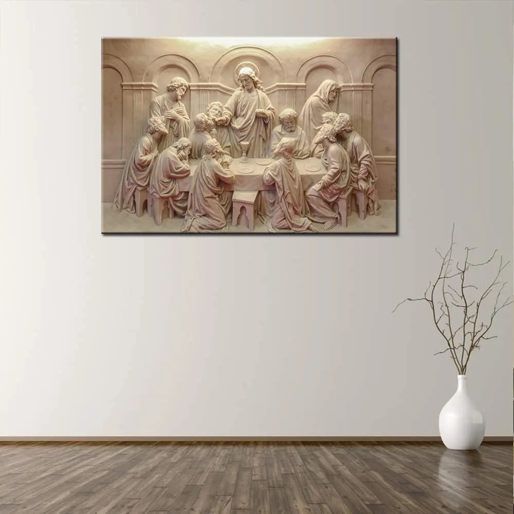 Decorazioni per soggiorno Lord Supper Picture l\'ultima cena scultura dipinti in stile su tela pittura ad olio