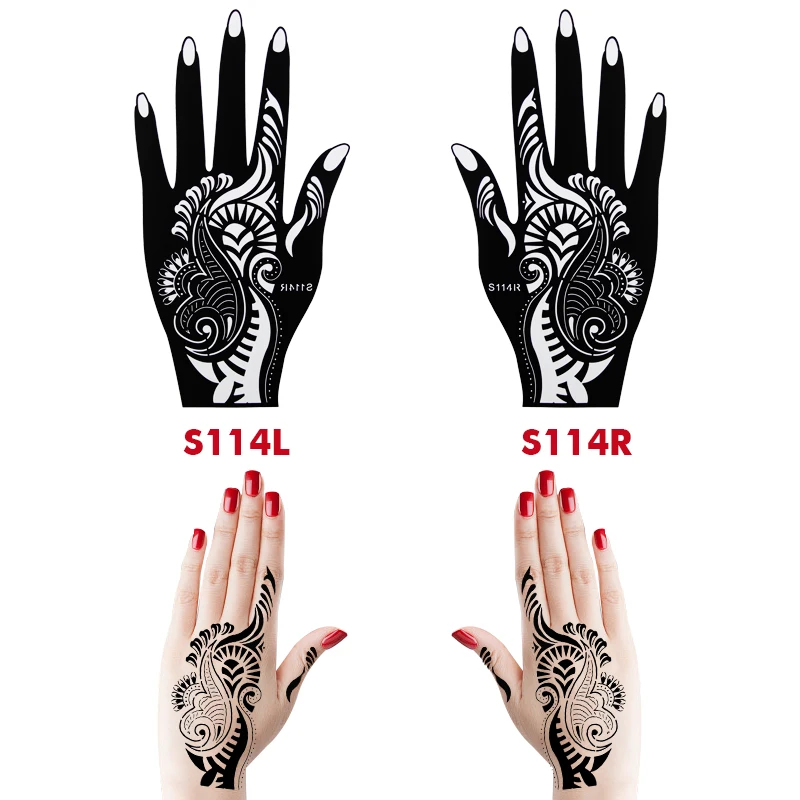 10PCS Self-Adhesive Reusable Henna Tattoo Stencils,Mehndi Indian Temporary Hand Tattoos For Body Art Painting 5 Pairs