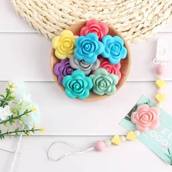 Kovict 10Pcs Rose Silicone Beads Flower Shape DIY Bracelet Necklace Accessories Beads For Jewelry Making